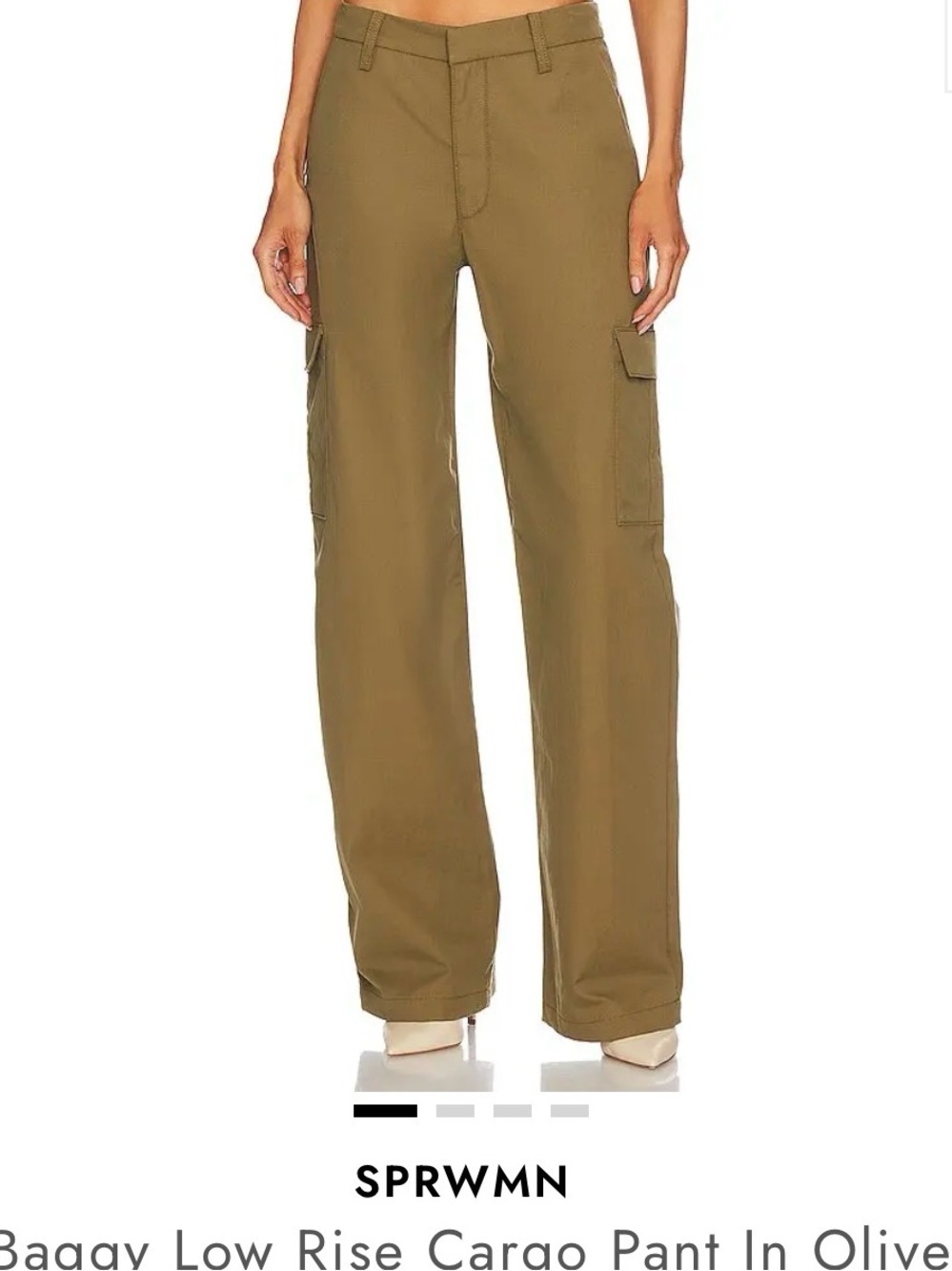 SPRWMN Baggy Cargo Pants Olive Green Wide Leg Size M